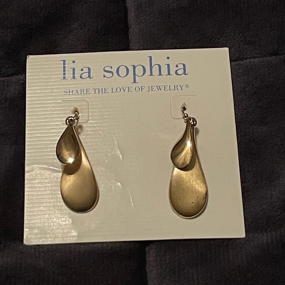 Lia Sophia Double Teardrop Gold Earrings